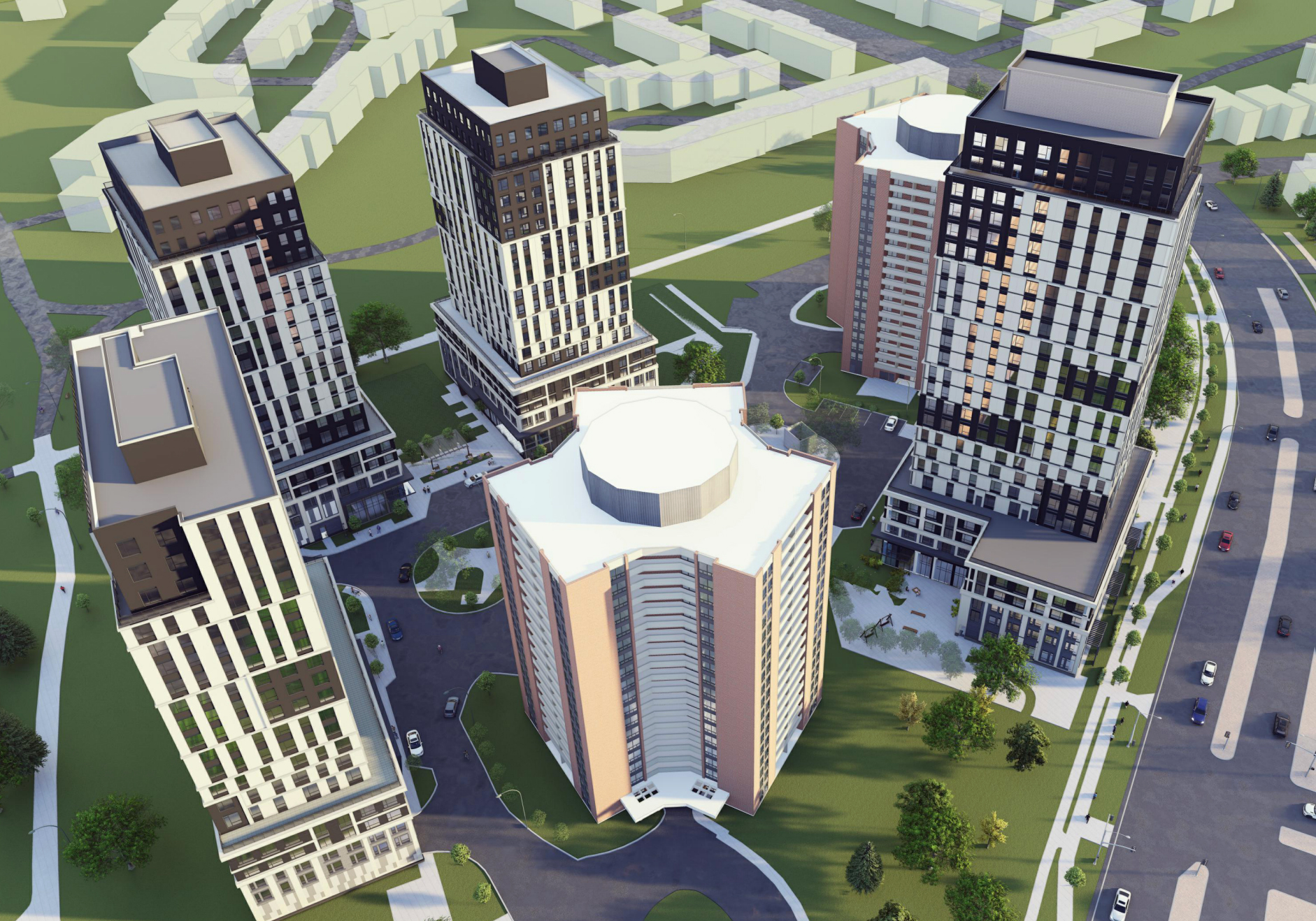신축 3개동 렌더링 (City of Mississauga submission)