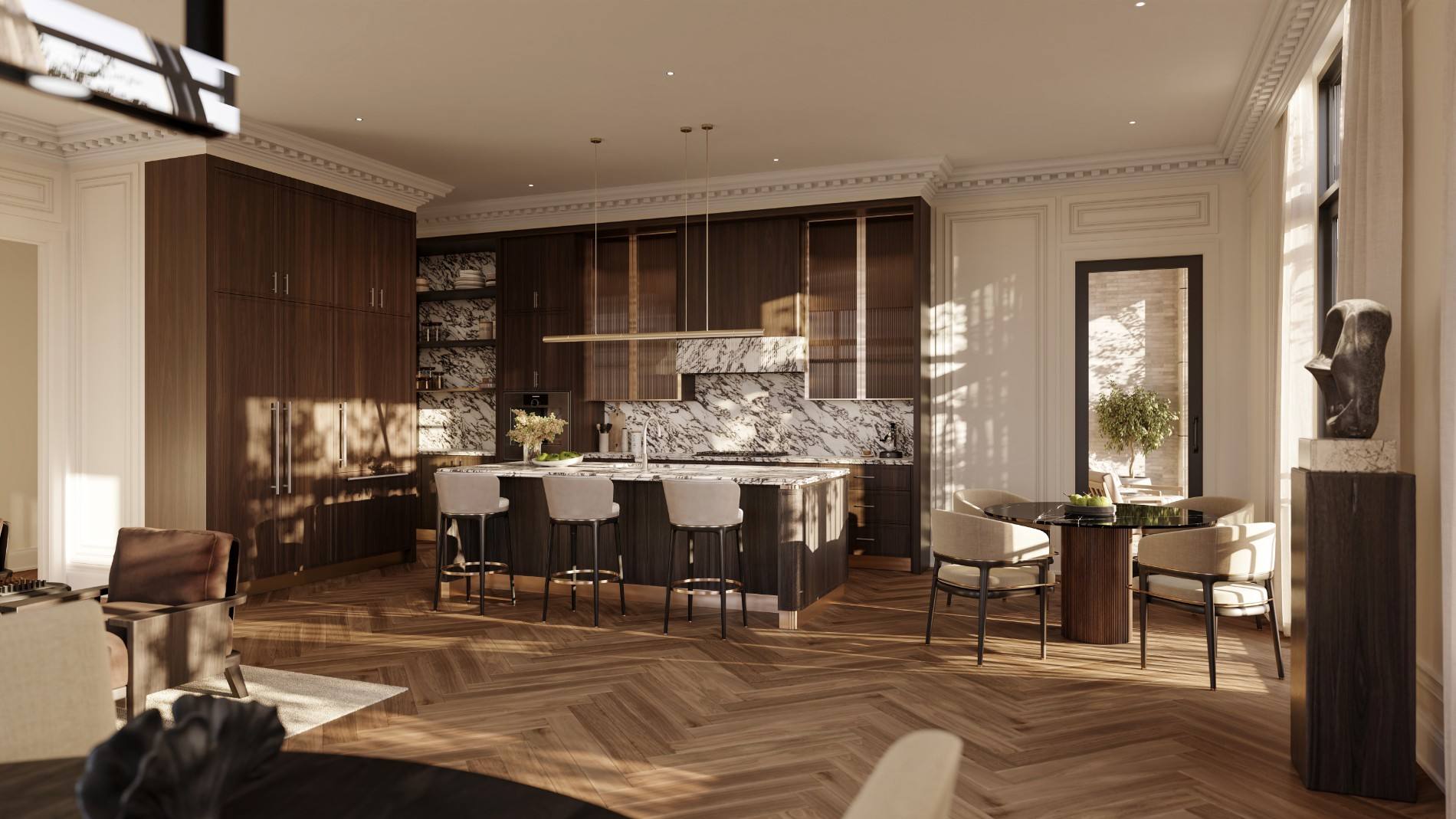 1 Marlborough 세대 내부 주방 렌더링